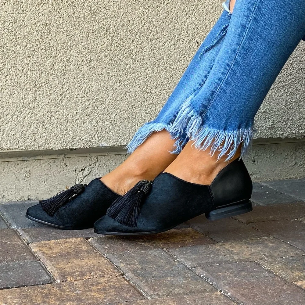 Anthropologie Black Tassel Loafers